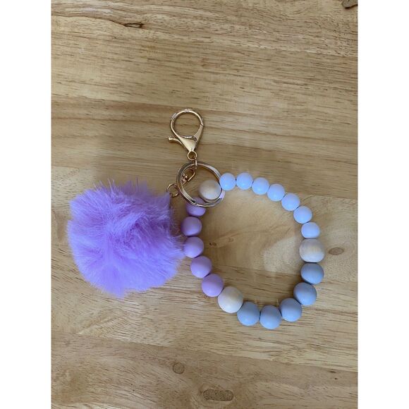 🎀2/$20🎀 Purple and Grey Silicone Beaded Keychain Wristlet - Picture 3 of 6